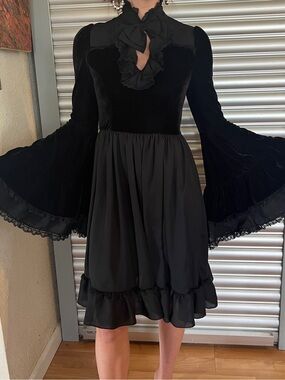 killstar wake the dead shirt dress Killstar | Dresses | Killstar Size S Gothic Wake The Dead Shirt Dress Black  Lace Ruffles Button Front